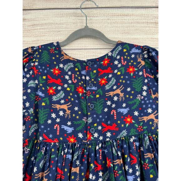 Hanna Andersson Christmas Print Dress Youth Girls 12 Blue Red Green - Picture 4 of 10